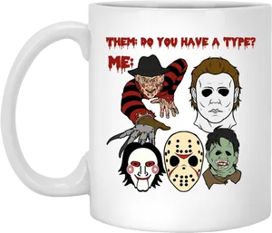 Horror Icons Mug Design PNG image