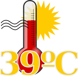 Hot Thermometer39 Degrees Celsius PNG image