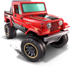 Hot Wheels Red Jeep Scrambler Toy PNG image