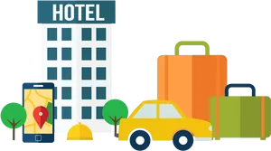 Hotel Stay Travel Concept Illustration PNG