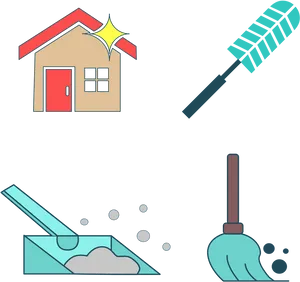 House Cleaning Tools Vector PNG image