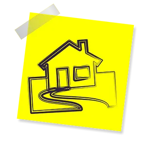 House Drawingon Sticky Note PNG image