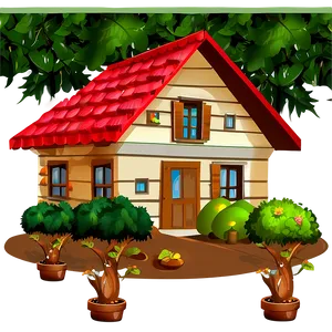 House With Garden Clipart PNG Udv