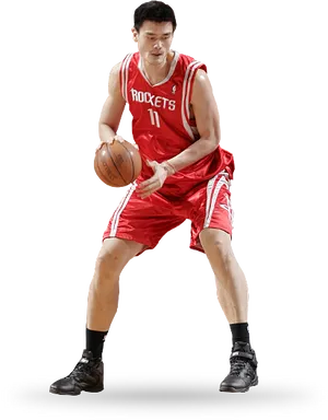Houston Rockets Basketball Player Dribbling PNG image
