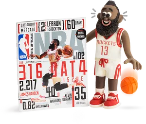 Houston Rockets Mascotand Magazine Cover PNG image