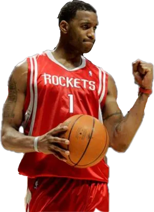 Houston Rockets Player Posing With Basketball PNG image
