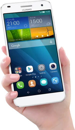 Huawei Smartphone In Hand PNG image