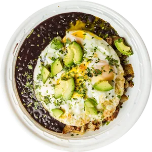 Huevos Rancheros Avocado Black Beans PNG image