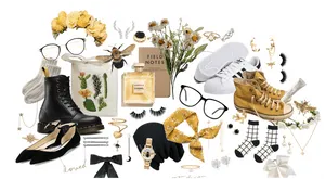 Hufflepuff Inspired Fashion Collage PNG image