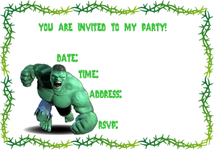 Hulk Party Invitation Template PNG image