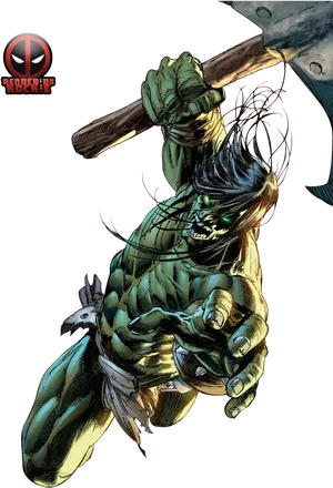 Hulk Smashing With Club Illustration PNG