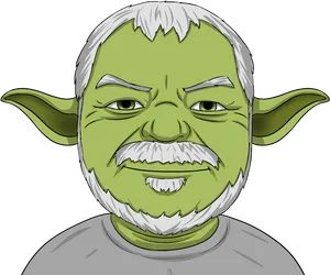 Human Yoda Hybrid Cartoon