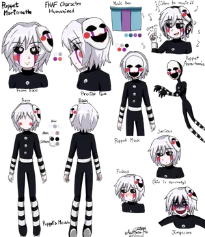 Humanized Puppet Character Design F N A F PNG image