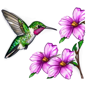 Hummingbird With Flowers Png 76 PNG image