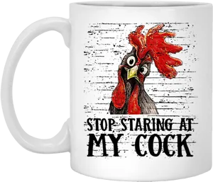 Humorous Cock Mug Design PNG image