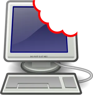 Humorous Computer Clipart With Warning Sign PNG image