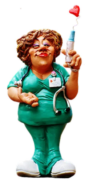 Humorous Nurse Figurinewith Syringe PNG image