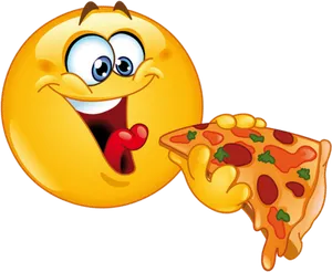 Hungry Emoji Eating Pizza PNG image