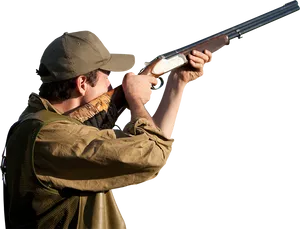 Hunter Aiming Shotgun PNG image