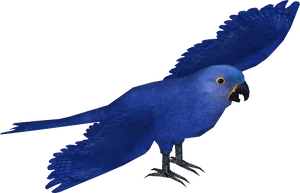 Hyacinth Macaw In Flight Illustration PNG image