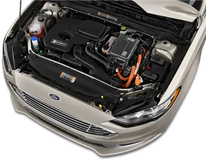 Hybrid Car Engine Bay PNG image