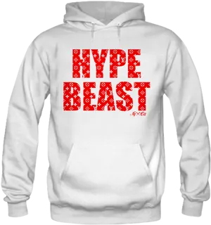 Hype Beast Red Print White Hoodie PNG image