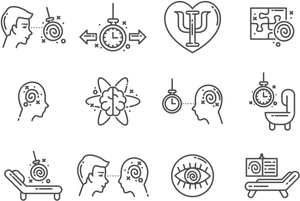 Hypnosis Concept Icons Set PNG image