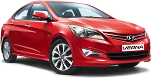 Hyundai Verna Red Side View PNG image