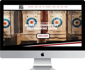 I Mac Displaying Axe Throwing Website PNG image