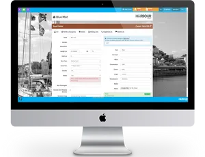 I Mac Displaying Boat Management Software PNG image