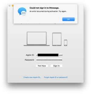 I Message Activation Error Screen PNG image