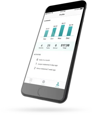 I Phone Mockup Earnings Profile App PNG image