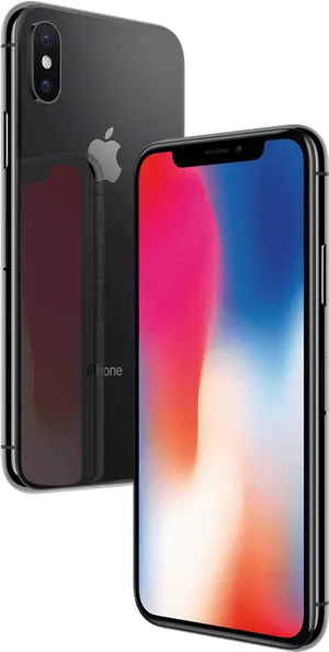 I Phone X Space Gray Frontand Back PNG image