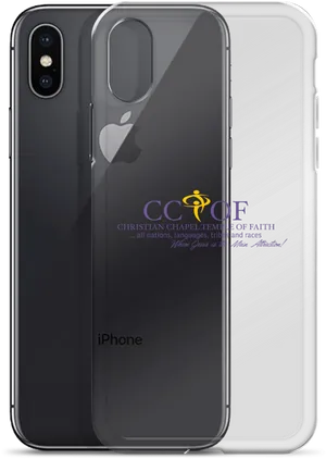 I Phone Xwith Clear Caseand Logo PNG image