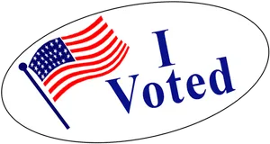 I Voted Stickerwith American Flag PNG