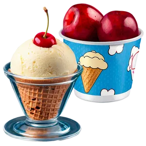 Ice Cream Cup With Cherry PNG Hey