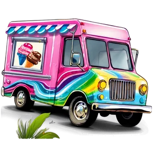 Ice Cream Truck At The Beach PNG Sso