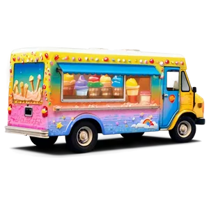 Ice Cream Truck During Sunset PNG 06122024