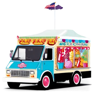 Ice Cream Truck In Summer Png Exq PNG image