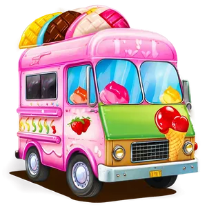 Ice Cream Truck In The Countryside PNG Eiw