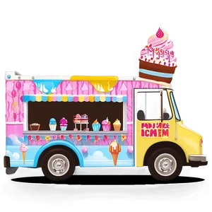 Ice Cream Truck On City Street PNG Hxg68 PNG