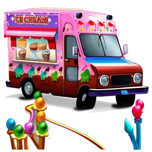 Ice Cream Truck Serving Dessert PNG Afx30 PNG