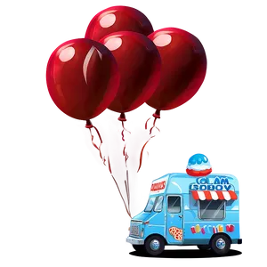 Ice Cream Truck With Balloons PNG Waj
