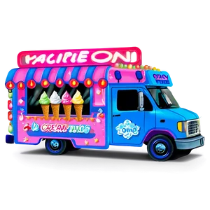 Ice Cream Truck With Bright Lights Png 06122024 PNG image