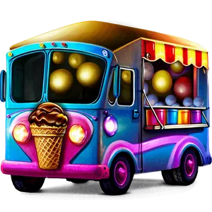 Ice Cream Truck With Bright Lights PNG Uqr PNG