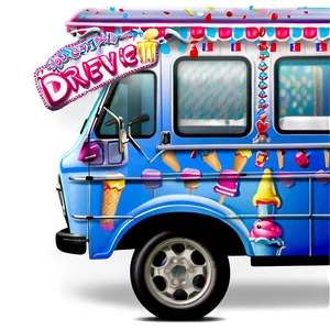 Ice Cream Truck With Happy Driver Png Jgm PNG image