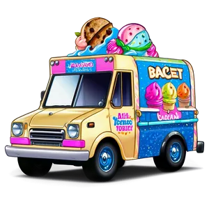 Ice Cream Truck With Mascot Png 06122024 PNG image