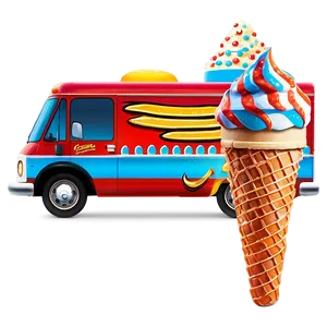Ice Cream Truck With Mascot PNG 06122024