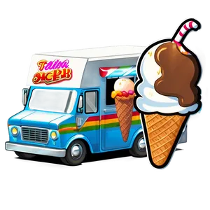 Ice Cream Truck With Mascot Png Iux PNG image