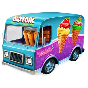 Ice Cream Truck With Organic Treats PNG 6